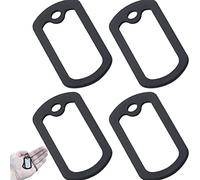 Uzztfa Lot De 4 Silencieux en Silicone pour Plaques D'identité Militaires Noires, Protection pour Plaques D'identité Militaires Authentiques, Caoutchoucs pour Réduire Le Bruit