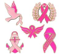 Uzztfa Lot De 5 Épingles De Sensibilisation Au Cancer du Sein, Épingles À Revers, Ruban Rose, pour Le Mois des Survivants du Cancer du Sein, Événement Caritatif