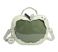 Uzztfa Sac Ita Pommes Adorables Sac à Dos avec Badges et épingles Sac à Main bandoulière en Similicuir Style années 2000 avec Insert en Maille pour Femmes et Filles