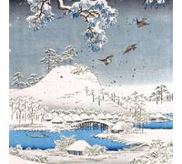 V & A de cartes de Noël - (M & G5054) - Scène de neige dans le jardin d'une Daimyō, Japon - Lot de 5