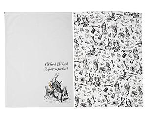 V AND A Victoria & Albert Alice au Pays des Merveilles torchons, Blanc, Lot de 2
