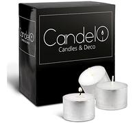 V Candelo 100 XXL bougies chauffe-plat avec une durée de combustion de 8 heures - Grand paquet de bougies chauffe-plat dans une coque en aluminium, sans odeur, en blanc