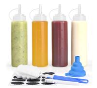 V·Colokishi Lot de 4 bouteilles à presser en plastique de 250 ml pour sauce, bouteilles doseuses pour ketchup, sauces chaudes, barbecue, vinaigrettes, peinture, huile d'olive