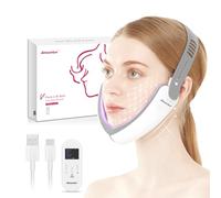 V-Face-Lift Ceinture Lifting Visage Masque LED Lumière Rouge Bleu Réducteur Double Menton avec Télécommande Appareil de Massage du Visage Réglable Électrique