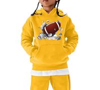 V Fille à Capuche pour Enfants, Super Bowls, Fans de Football, Joueur Sport rétro, garçons et Filles, Pull Rugby Pulls Surdimensionnés Filles Grande Taille(Jaune,12-13 Years)