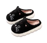 V Fille Chaussons pour filles et enfants, chaussons doux en forme de chat, claquettes d'intérieur respirantes et confortables pour tout-petits, filles et garçons, Fille Bleu (Black, 27.5 Little Child)