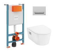 V-Fix Core Pack WC bâti-support + WC sans bride Hansgrohe EluPuraS + Abattant SoftClose + Plaque chrome mat (VFIXPURA5)