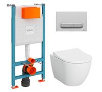 V-Fix Core Pack WC bâti-support + WC sans bride Vitra S60 + Abattant SoftClose + Plaque chrome mat (V-FixS60-5)