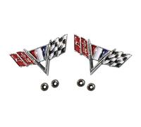 V-Flag Emblème de Garde-Boue Avant Compatible avec Chevy Camaro Impala, Chevelle, II et Nova 1964-1967 - 2 pièces de Taille complète