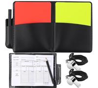 V FLZONHUT Set D'Arbitrage Football,Ensemble de Cartes d'Arbitre avec 2 Métal Sifflet Arbitre,Carton Rouge et Jaune,Crayon,Arbitre Card Set pour Football Basketball Scolaires Sports Jeu