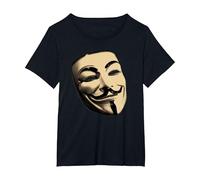 V for Vendetta V Mask T-Shirt, Femme Grandes Tailles, Noir, 3X