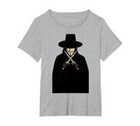 V for Vendetta V T-Shirt, Femme Grandes Tailles, Gris Chiné, 4X
