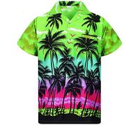 V.H.O. Chemise-Hawaienne Homme Manche-Courte Palmiers De Vacances à La Plage Aloha Unisexe