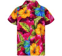 V.H.O. Funky Chemise Hawaienne, Big Flower, Rose, M