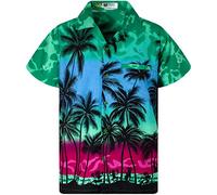 V.H.O. Funky Chemise-Hawaienne, Manche-Courte, Beach, Éclectique-Vert, 4XL