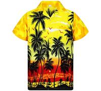 V.H.O. Funky Chemise-Hawaienne, Manche-Courte, Beach, Jaune, XXL