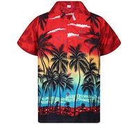 V.H.O. Funky Chemise-Hawaienne, Manche-Courte, Beach, Rouge, XL