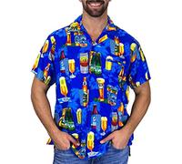 V.H.O. Funky Chemise-Hawaienne, Manche-Courte, Beerbottle, Bleu, M