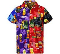 V.H.O. Funky Chemise-Hawaienne, Manche-Courte, Beerbottle, Couleurs-Mélangées-Aléatoires, S