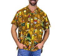 V.H.O. Funky Chemise-Hawaienne, Manche-Courte, Beerbottle, Marron, XL