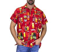V.H.O. Funky Chemise-Hawaienne, Manche-Courte, Beerbottle, Rouge, 4XL