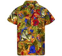 V.H.O. Funky Chemise-Hawaienne, Manche-Courte, Jungle, Moutarde, 3XL