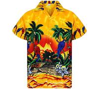 V.H.O. Funky Chemise-Hawaienne, Manche-Courte, Parrot, Jaune, XL