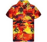 V.H.O. Funky Chemise-Hawaienne, Manche-Courte, Surf, Orange, M