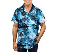 V.H.O. Funky Chemise-Hawaienne, Manche-Courte, Surf, Turquoise-Foncé, XL