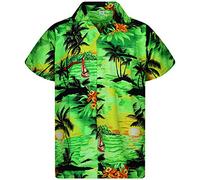 V.H.O. Funky Chemise-Hawaienne, Manche-Courte, Surf, Vert, XXL
