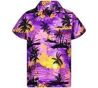 V.H.O. Funky Chemise-Hawaienne, Manche-Courte, Surf, Violet, M