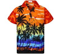 V.H.O. Funky Chemise hawaïenne pour homme XS - 12 XL Manches courtes Poche frontale Motif Hawaïen Plage Été Plusieurs couleurs Orange Beach Orange Large