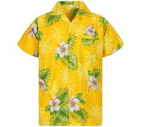 V.H.O. Funky Chemise Hawaienne, Small Flower, Jaune, M