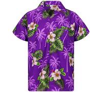 V.H.O. Funky Chemise Hawaienne, Small Flower, Pourpre, L