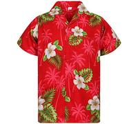 V.H.O. Funky Chemise Hawaienne, Small Flower, Rouge, XXL