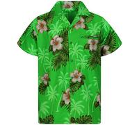 V.H.O. Funky Chemise Hawaienne, Small Flower, Vert, S
