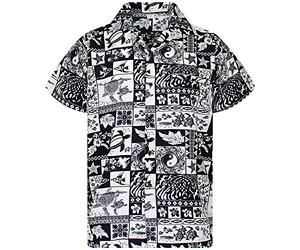 V.H.O. Funky Chemise Hawaienne, VHO-Puzzle, Noir, M