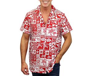 V.H.O. Funky Chemise Hawaienne, VHO-Puzzle, Rouge, L