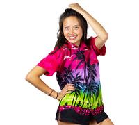 V.H.O. Funky Chemisiert Hawaïenne Chemise, Manche Courte, Beach, Rose, L