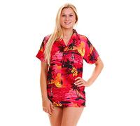 V.H.O. Funky Chemisiert Hawaïenne Chemise, Manche Courte, Surf, Rouge Rosé, XL