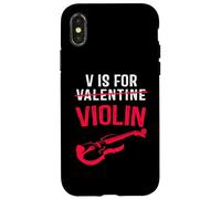 V is for Violonplayer Funny Valentines Day Music Adults Kid Coque pour iPhone X/XS