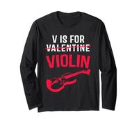 V is for Violonplayer Funny Valentines Day Music Adults Kid Manche Longue