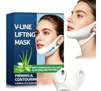 V-Line Lot de 4 masques lifting pour réduire le double menton, raffermit la partie du menton et du cou, acide hyaluronique, masque de collagène pour raffermir le visage