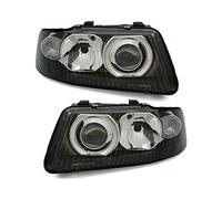 V-MAXZONE PARTS Lot de phares compatibles avec Audi A3 8L 2000 2001 2002 2003 VP133 - Phare avant conducteur et passager - Phare TFL - Phare avant de voiture - Verre transparent noir - LHD