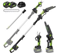 V-MODEST Scie à perche 4 en 1 et sécateur électrique, scies à perche de 20,3 cm pour couper les arbres, sécateur sans fil avec perche d'extension maximale de 4,6 m, 2 sécateurs