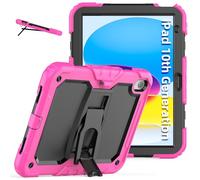 V-MOTA Étui de protection de qualité militaire 11,9" pour iPad 10{^>e<^} 2022 et 11e A16 2025 A3354, coque hybride avec design antichoc, fente pour stylo, support tand, (rose rouge)