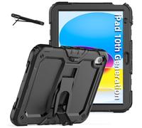 V-MOTA Étui de protection de qualité militaire 11" pour iPad 10{^>e<^} 2022 et 11e A16 2025 A3354, coque hybride avec design anti-choc, fente pour stylo, support (noir)