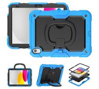 V-MOTA Étui de Protection Plat et Mignon en Silicone de 10,9 Pouces, Compatible avec iPad 11e (A16, 2025) et 10e (2022 - A2696, A2757, A2777) - béquille rotative et dragonne (Bleu Clair)