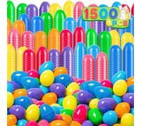 V-Opitos Lot de 1500 œufs de Pâques vides en plastique de 6,1 cm en 8 couleurs, œufs à remplir à charnière pour la chasse aux œufs de Pâques, œufs surprises, cadeaux de fête de Pâques pour enfants