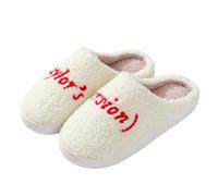 V OPXIN Pantoufles mignonnes en peluche pour homme et femme - Confortables et chaudes - Chaussures d'intérieur et d'extérieur « Meet Me at Midnight », fraise, champignon, mauvais yeux, cœur,